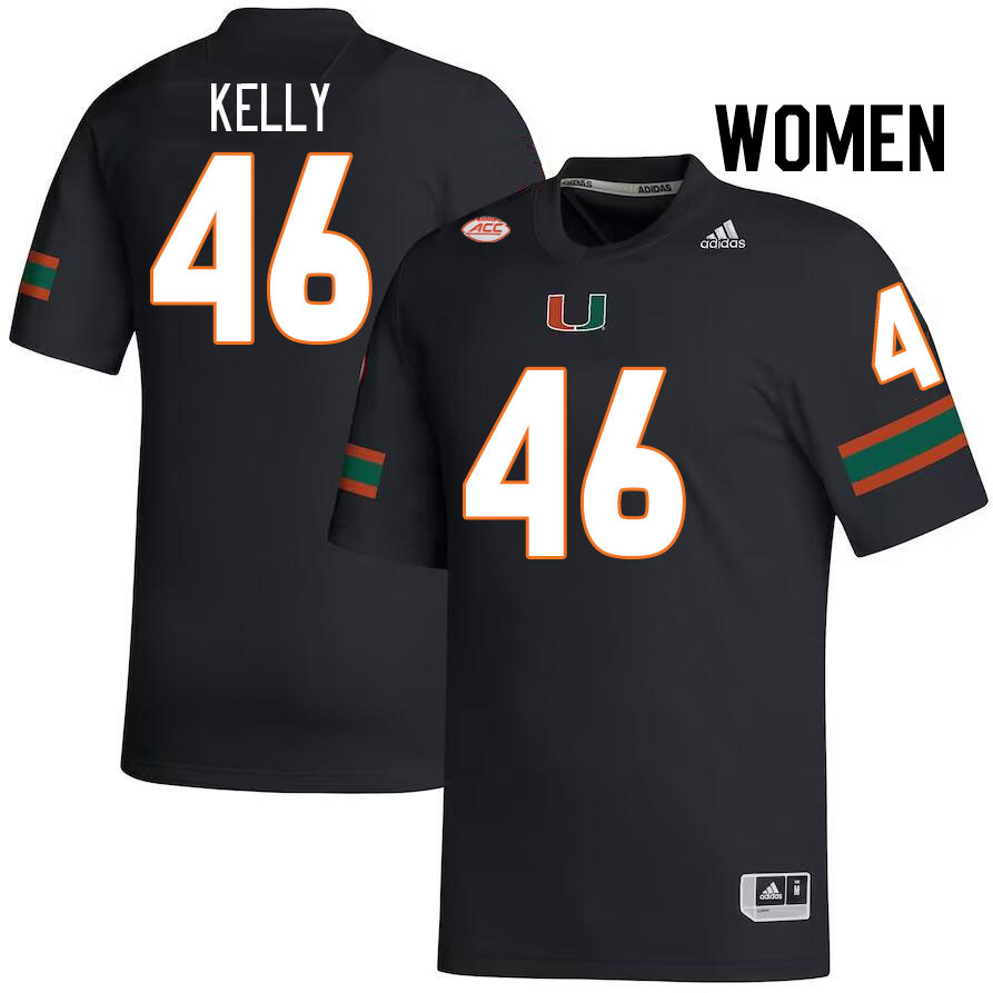 Women #46 Nick Kelly Miami Hurricanes College Football Jerseys Stitched-Black